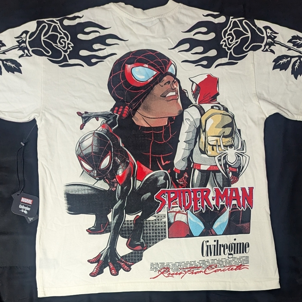 NWT Civil Regime x Marvel Spider-Man "Blooming Through Chaos" Tee